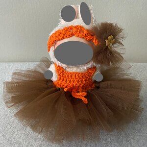 Handmade Crochet Autumnal Ballerina Princess Tutu for 17cm Doll  2-Piece Set